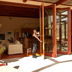 Custom Red Five-Panel Bi-Fold - Patio Doors