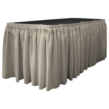 LA Linen Polyester Poplin Table Skirt, Light Gray, 204"x29"