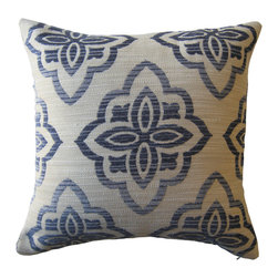 KH Window Fashions, Inc. - Chenille Texture Medallion Pillow, Blue/Ivory, Without Insert - Decorative Pillows