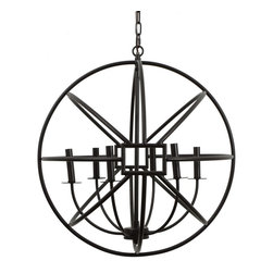 Decor Therapy - Decor Therapy Halo Orb 36" 6-Light Chandelier, Textured Bronze - Pendant Lighting