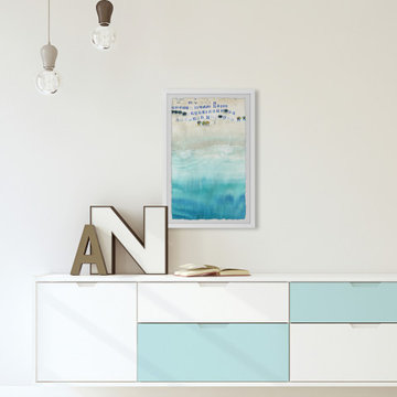 "Beach Sun Beds" Framed Painting Print