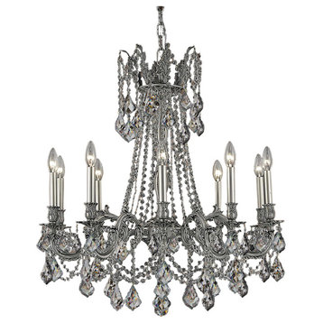 Versailles Pewter Chandelier, Smoke, French Cut, European, LED Bulb