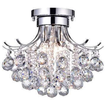 Clarus 3-Light Chrome Crystal Flush Mount Chandelier Ceiling Glam Lighting