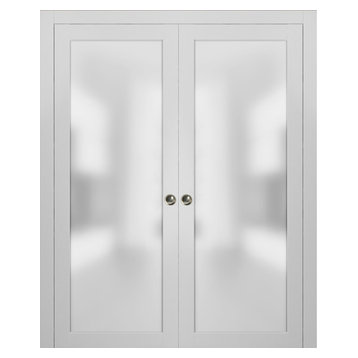 Planum 2102 Interior Sliding Closet Double Pocket Doors 60x80 White Silk