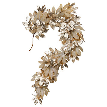 Holiday Garlands for Fall & Christmas Decor, 72" Large Gold Leaf