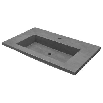 36" Capistrano Vanity Top with Integral Sink, Slate, Single Faucet Hole