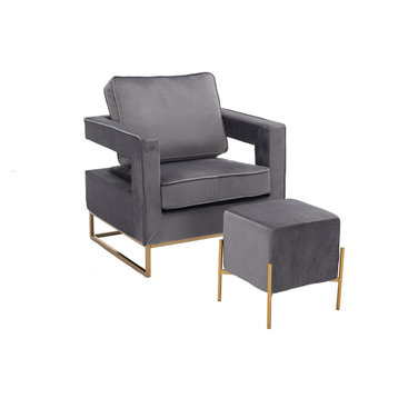 Larenta Arm Chair and Ottoman, Gray