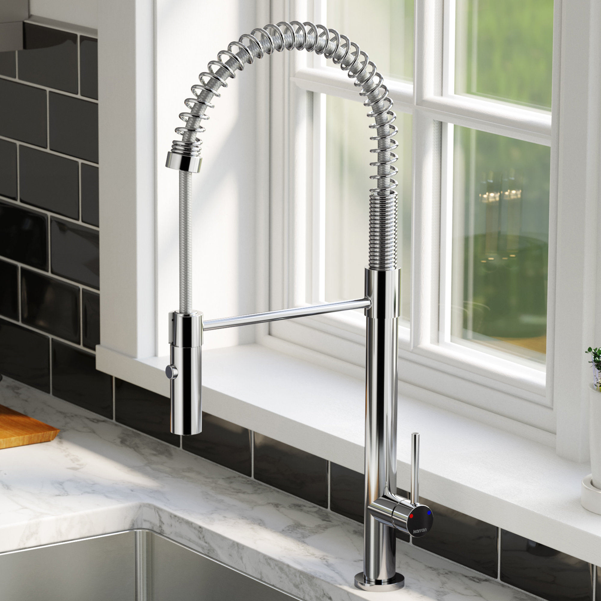 Karran Single-Handle Pull-Down Sprayer Kitchen Faucet, Chrome
