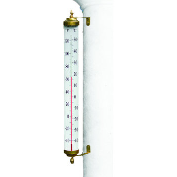 Vermont Grande View Thermometer 24", Living Finish Brass