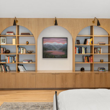 Custom arched built-in bookcase — 90s Fixer, Reno interior design by Find Design