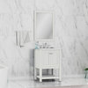 Wilmington 24" Bathroom Vanity With Carrera Marble Top, White, 24"