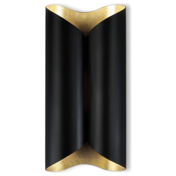Coil Metal Sconce Large, Black and Gold