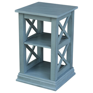 Hampton Accent Table With Shelves, Ocean Blue - Antique Rubbed