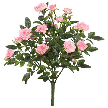 Vickerman 15" Mini Diamond Rosa Bush, Light Pink