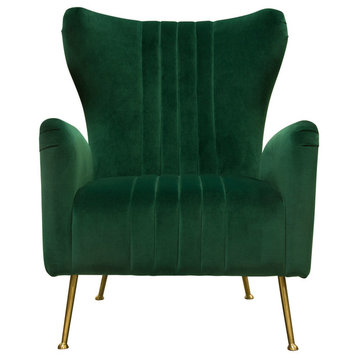 Ava Chair With Gold Legs, Emerald Green Velvet