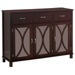 Pilaster Designs - Blair Wood Buffet With Mirrored Doors, Espresso - Accent your space and keep dinnerware organized with the stately Blair Wood Buffet. This buffet features three storage drawers, three storage doors and a sleek espresso finish.