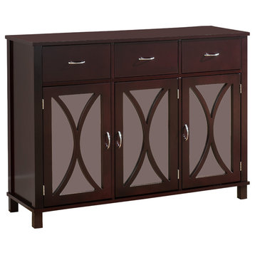 Blair Wood Buffet With Mirrored Doors, Espresso