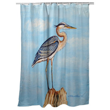 Betsy Drake Blue Heron on Stump Shower Curtain