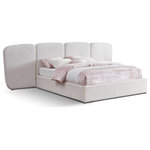 Meridian Furniture - Shiloh Boucle Fabric Upholstered Bed, Cream, King - Turn your bedroom into a serene retreat with the exquisite Shiloh Boucle Fabric King Bed. The headboard boasts a stunning art deco design that exudes sophistication and luxury, elevating the ambiance of any space. The plush boucle fabric has a rich cream tone that is not only visually appealing but also provides a soft and comfortable touch, adding an element of elegance and refinement to your room. With this bed, you can indulge in a resort-like experience right in the comfort of your own home.