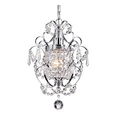 Amorette 1-Light Chrome Glam Lighting Mini Pendant Chandelier With Crystals