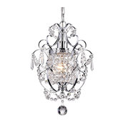 Amorette 1-Light Chrome Glam Lighting Mini Pendant Chandelier With Crystals