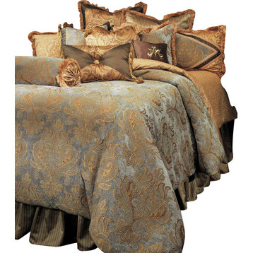 AICO Elizabeth13-pc King Comforter Set in Aqua BCS-KS13-ELZBTH-AQA