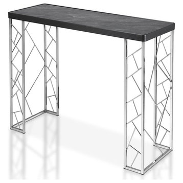 Bowery Hill Modern Metal Console Table in Black and Chrome Finish