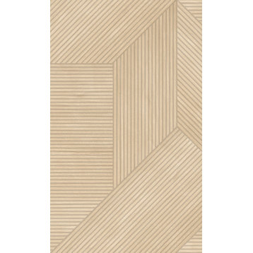 Textured Geometric Wood Panel Style Paste the Wall Wallpaper, Natural, Double Roll
