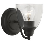 Livex Lighting - Montgomery 1 Light Black Vanity Sconce - Whether it's style or practical lighting, this vanity sconce is the perfect addition to your bathroom. This single-light fixture from the Montgomery Collection features a clear hand-blown glass shade and is shown in a black finish. The clean graceful lines of the back plate complement the shade, creating an understated look that works well in most decors. Classic elegance combines with contemporary appeal to enhance any home in style.