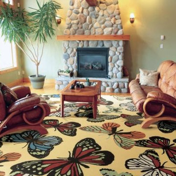 Yellow Butterfly Polyester Rug