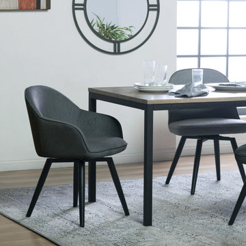 Dome Swivel Dining / Office Arm Chair In Charcoal Grey 70178