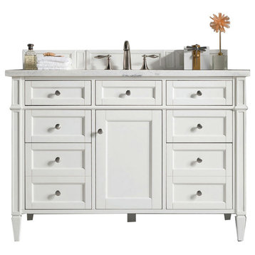 Brittany 48" Bright White Single Vanity w/ 3 CM Arctic Fall Solid Surface Top