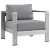 Shore 4-Piece Outdoor Aluminum Sectional Sofa Set, Silver Gray