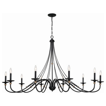 Westchester County 10-Light Chandelier, Sand Coal With Skyline Gold Le