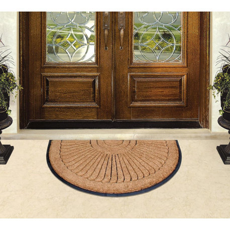 A1HC Half Moon Sunburst Tapered Edge Rubber/Coir Doormat, 30"X48"