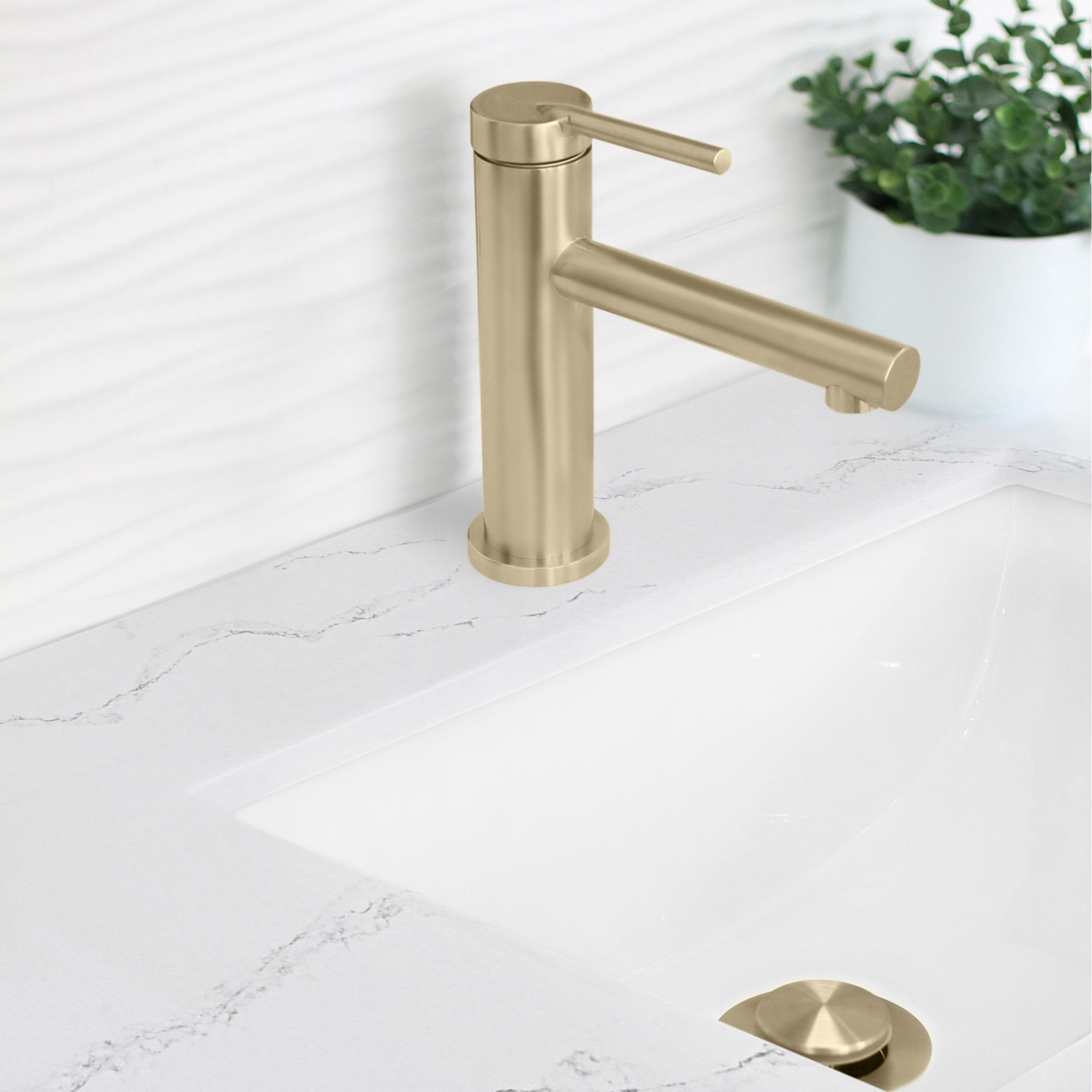 STYLISH Single Handle Modern Bathroom Faucet Basin Sink Faucet, Gold Finish