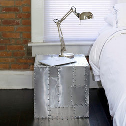 Aviator Deco Crate Side Table - Aluminum - Side Tables And End Tables