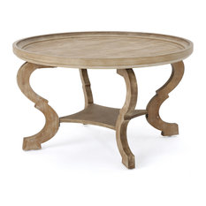 GDF Studio Alteri Finished Faux Wood Circular Coffee Table, Natural
