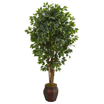 6' Ficus Artificial Tree, Decorative Planter