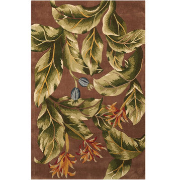 Nourison Tropics ts02 Floral Rug, Khaki, 5'3"x8'3"