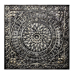 Amaryllis 36 in. Square Metal Wall Decor in Metallic - Artwork