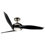 Kichler Lighting - 60 Inch Zenith Fan LED in Polished Nickel - This 60in. Zenith LED ceiling fan in a Polished Nickel finish has a sweeping look that flows from one blade to another and brings a Zen-like feel to large living areas. The unique blade design appears to wrap around the fan body  blending the arms and blades into one cohesive unit.&nbsp