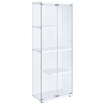 Bowery Hill 68"H Contemporary 3-Shelf Glass Display Cabinet in Clear