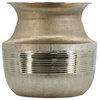 14" Decorative Aluminum Pot, Ribbed Details, Wide Mouth, Gold