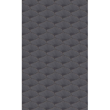 Art Deco Fan Geometric Wallpaper, Dark Grey, Double Roll