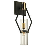 Troy Lighting - Raef Wall Sconce, Textured Bronze and Brushed Brass Finish, 16" - Seemingly telescoping arms support cylinders of glass, working in unison for a sense of sublime movement and purpose. A marriage of geometric forms and details evocative of a well-oiled machine, Raef will elevate your space to new heights.