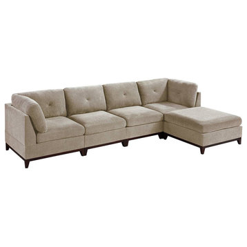 Salonika 5 Piece Modular Sectional Upholstered, Camel Chenille