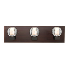 Boca 3 Light Bathroom Vanity Light, Bronze, LED, Clear Bubble Glass