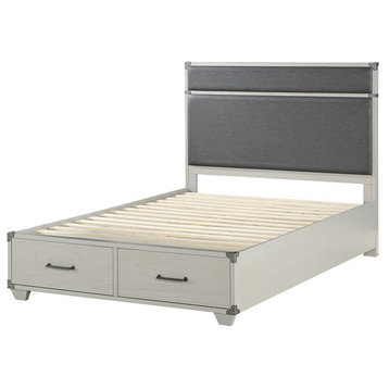 ACME Orchest Upholstered Twin Panel Storage Bed with Wooden Frame in Gray