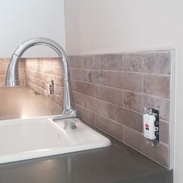 2 1/2 × 9 porcelain subway pattern backsplash